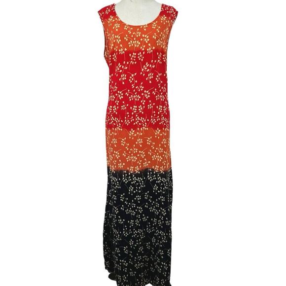 Rosey Tomato Dresses & Skirts - Rosey Tomato Vintage Maxi Dress Colorblock Floral Boho Red Women 16